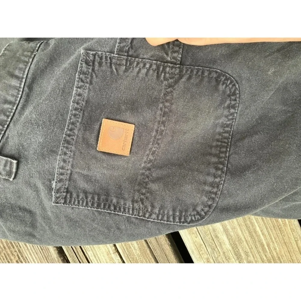 Carhartt Pants Mens 46x34 Black Dungaree Fit B11 Utility Work Carpenter Cotton